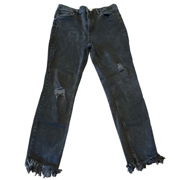 Free‎ People Women's Great Heights Raw Fringe Hem Distressed Denim Jeans size 31 - Picture 2 of 8